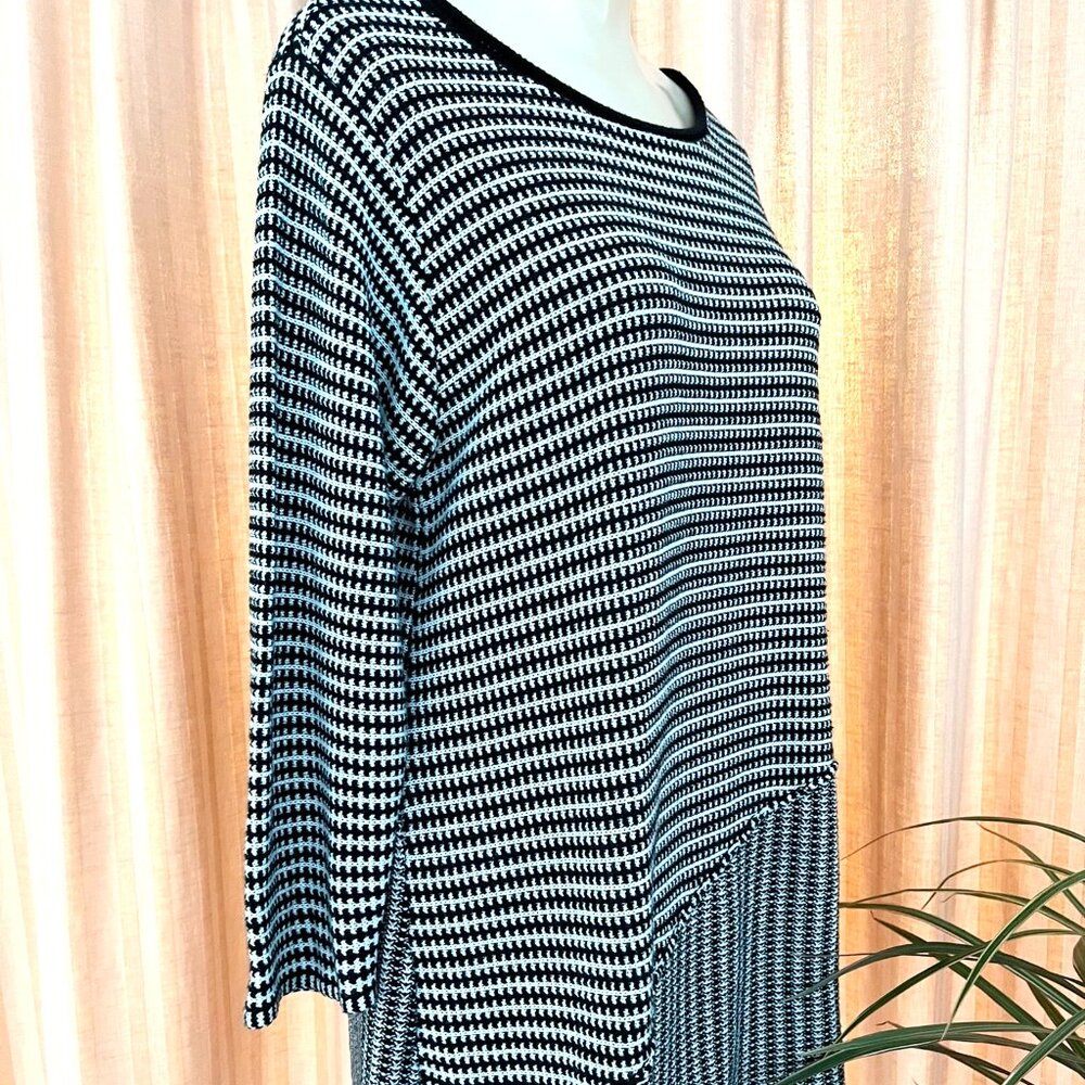 Habitat cotton tunic-length ladder knit sweater with asymmetrical hem, seamlines